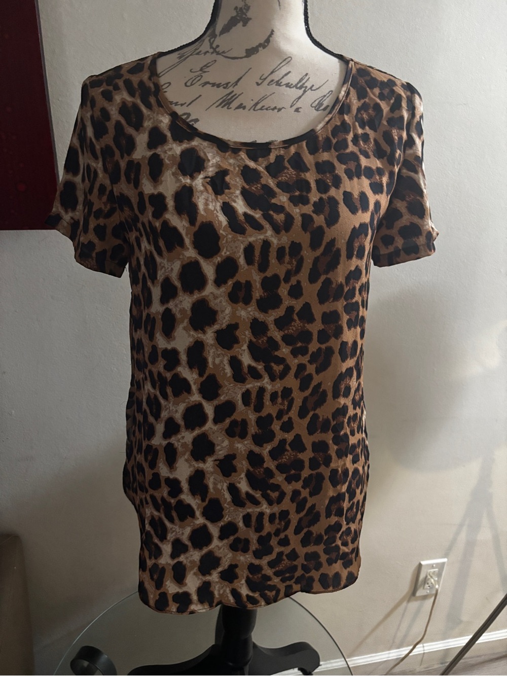 Olivaceous Leopard Print Short Sleeve Top - Brown/Black